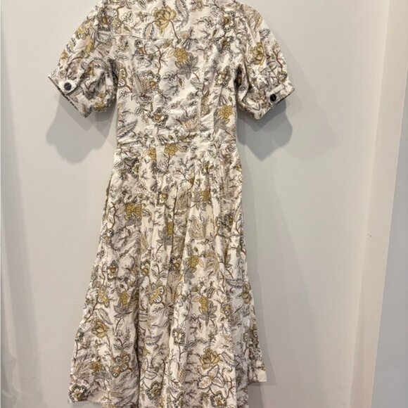 Pilcro Cream and Brown A-Line Maxi Dress with Puff Sleeves - Picture 7 of 9